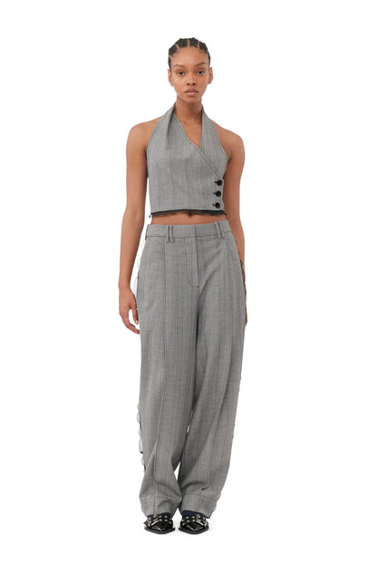 Herringbone Suiting Relaxed Pleated Pants