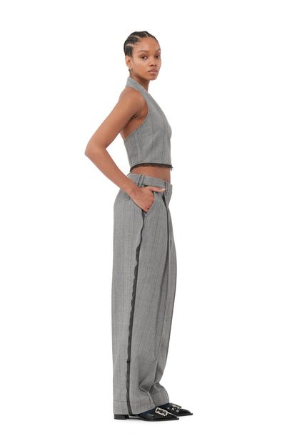 Herringbone Suiting Relaxed Pleated Pants