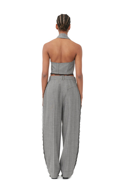 Herringbone Suiting Relaxed Pleated Pants