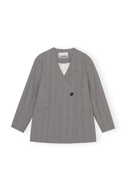 Herringbone Suiting Boxy Blazer