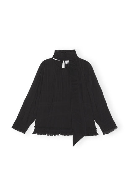 Pleated Georgette Scarf Blouse