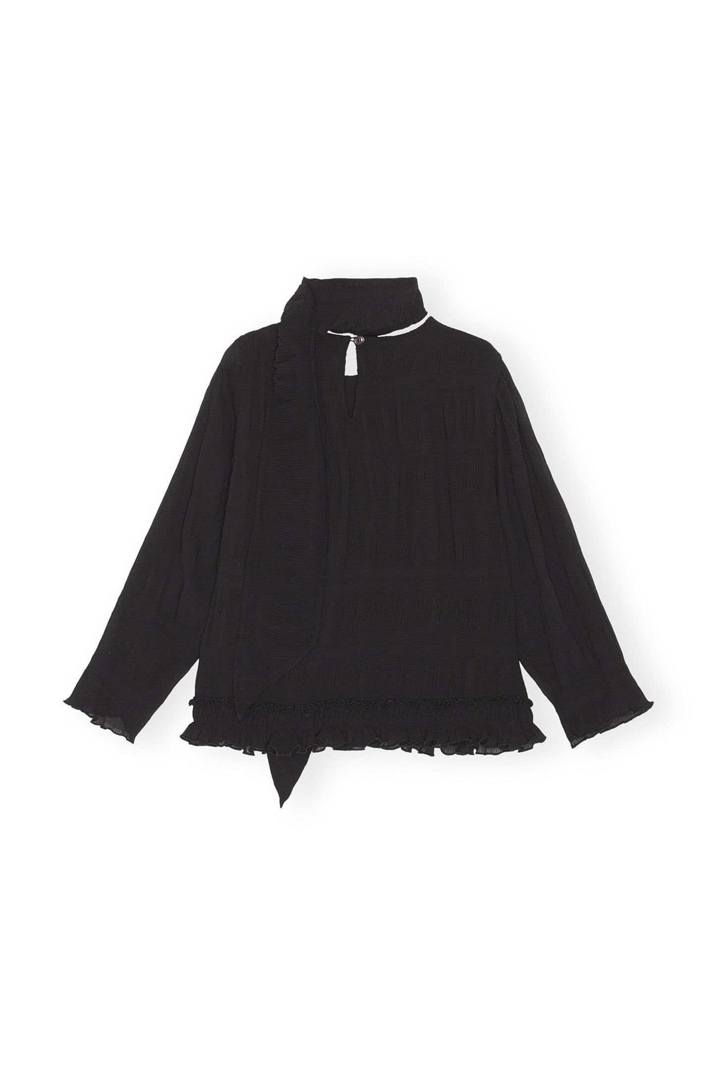 Pleated Georgette Scarf Blouse