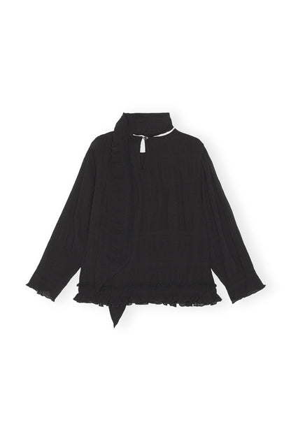 Pleated Georgette Scarf Blouse