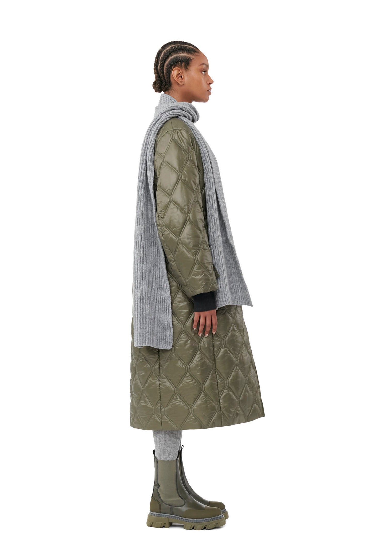 Shiny Quilt Long Coat