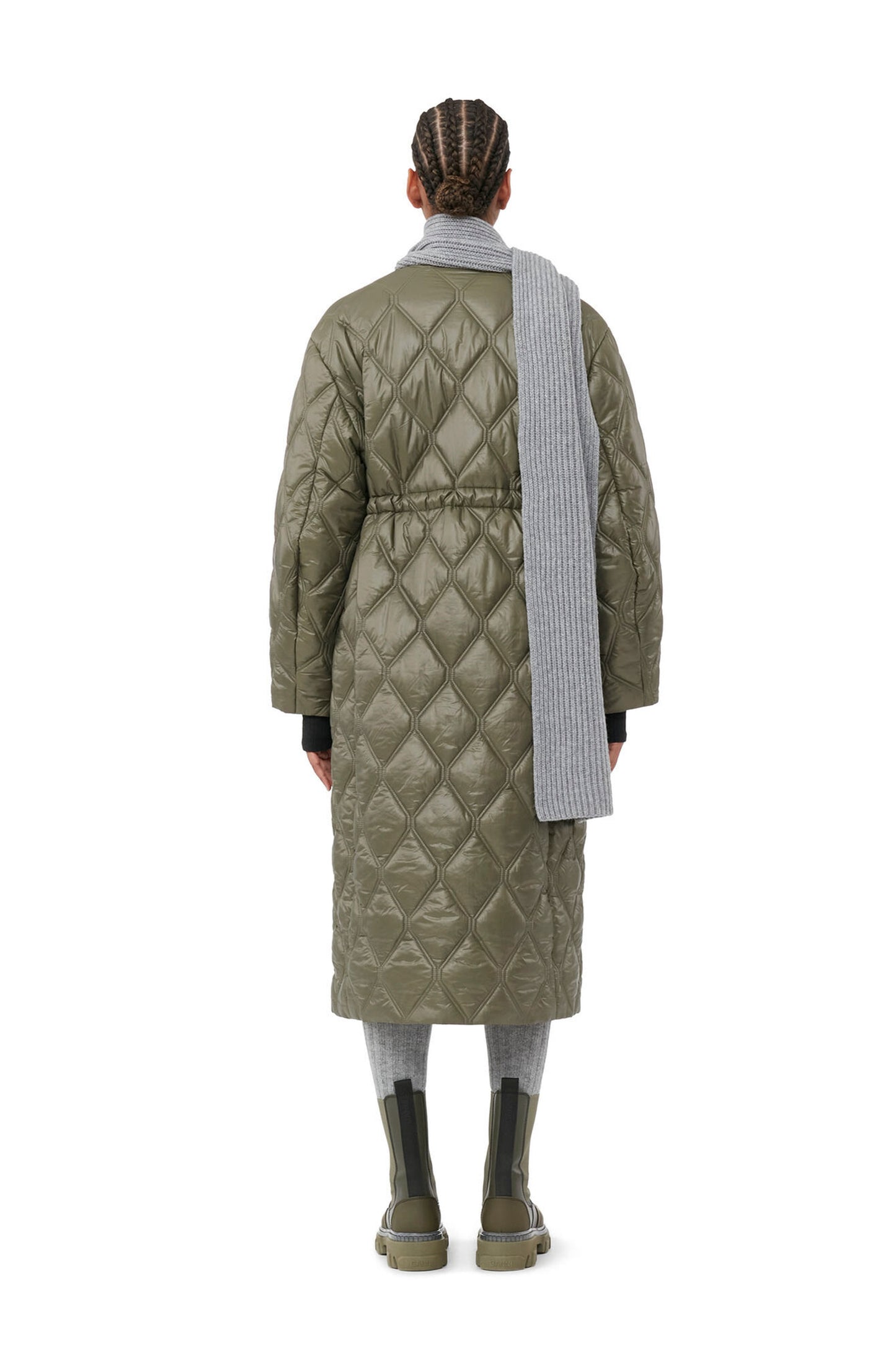 Shiny Quilt Long Coat