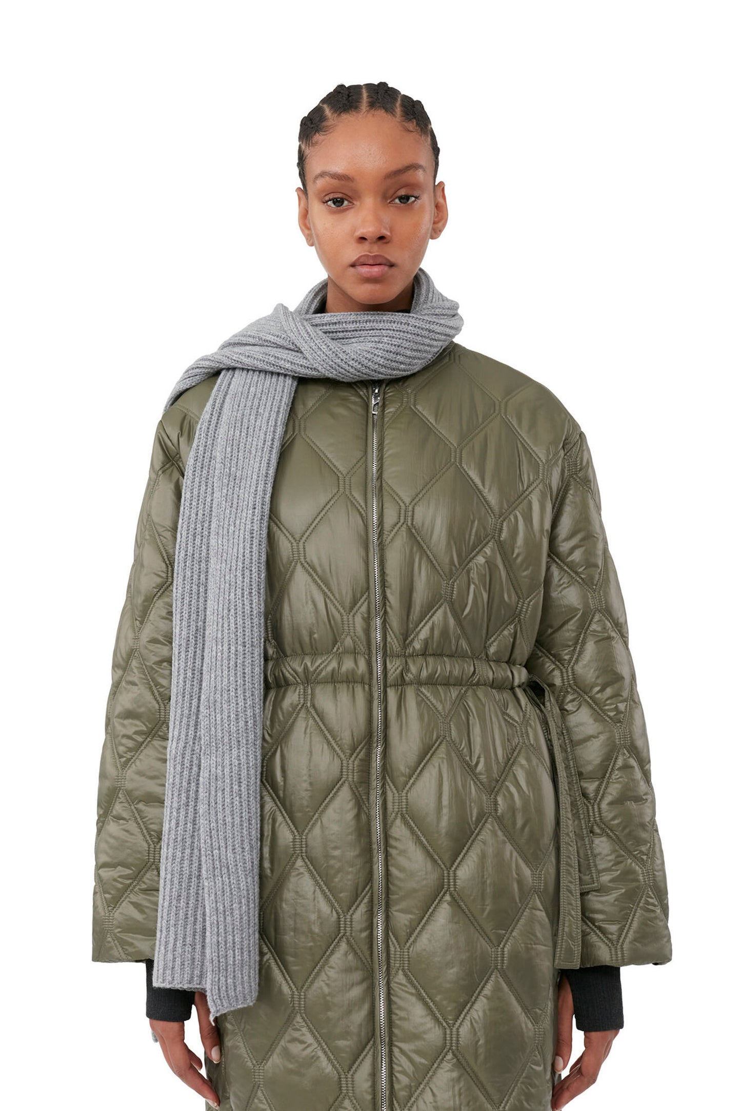 Shiny Quilt Long Coat