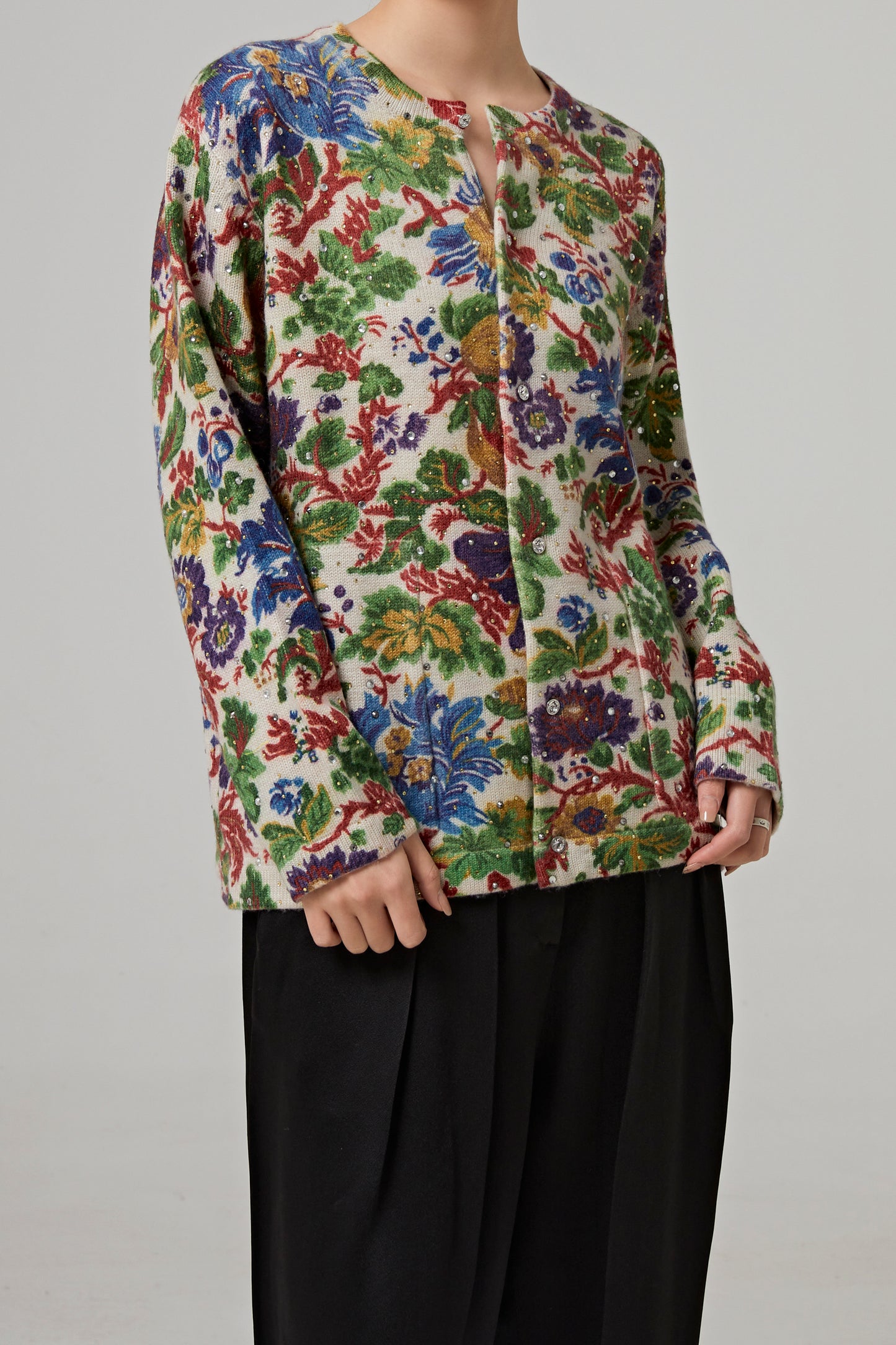 BEADED FLORAL CARDIGAN