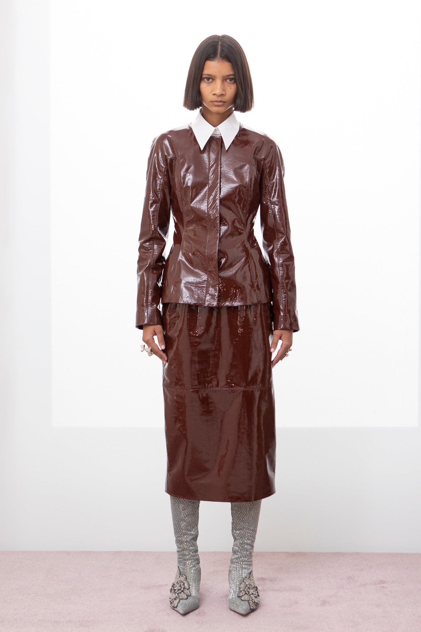 MIDI SKIRT IN PATENT LEATHER