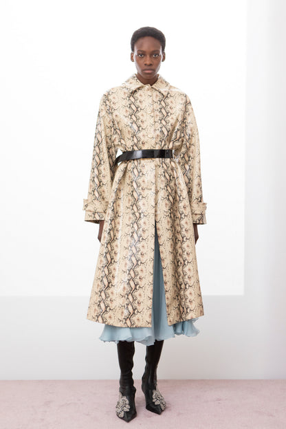COAT IN PYTHON EFFECT LEATHER
