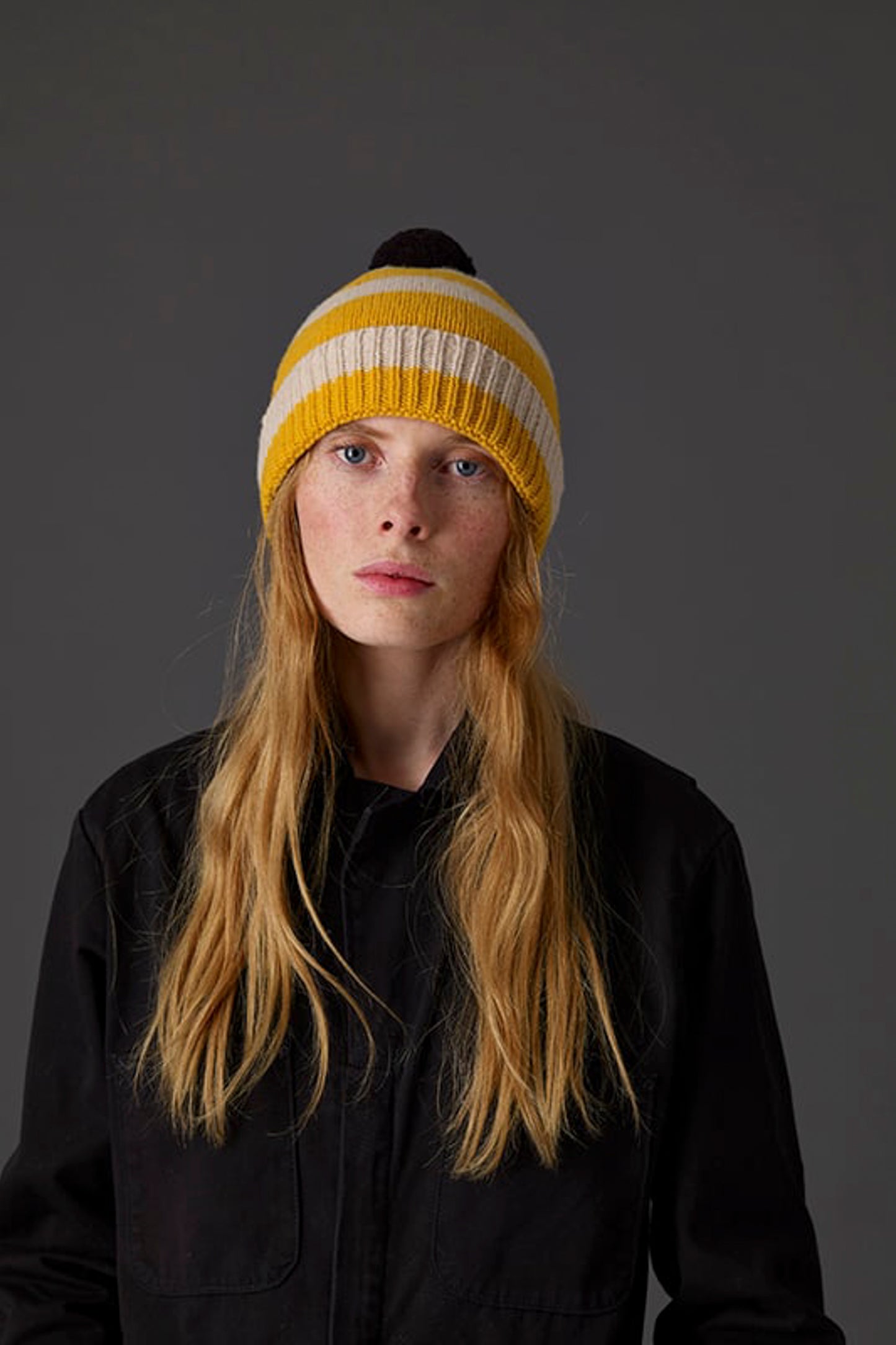 Stripe Pompom Hat