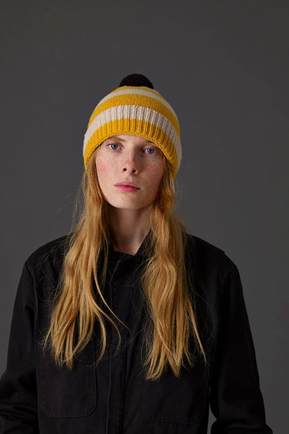 Stripe Pompom Hat