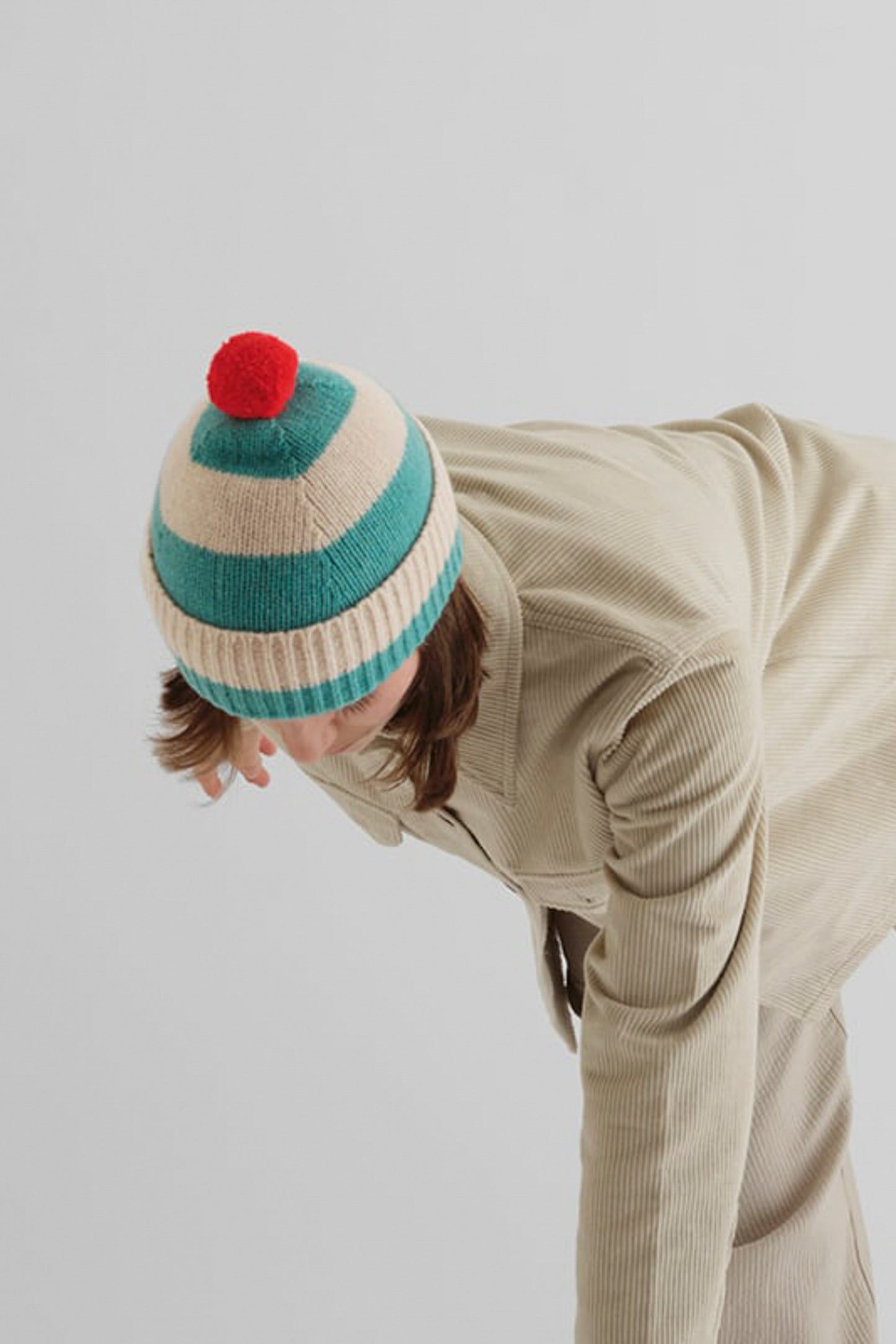 Stripe Pompom Hat
