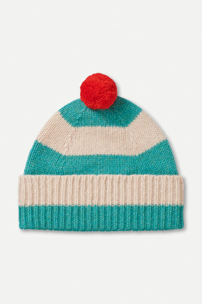 Stripe Pompom Hat