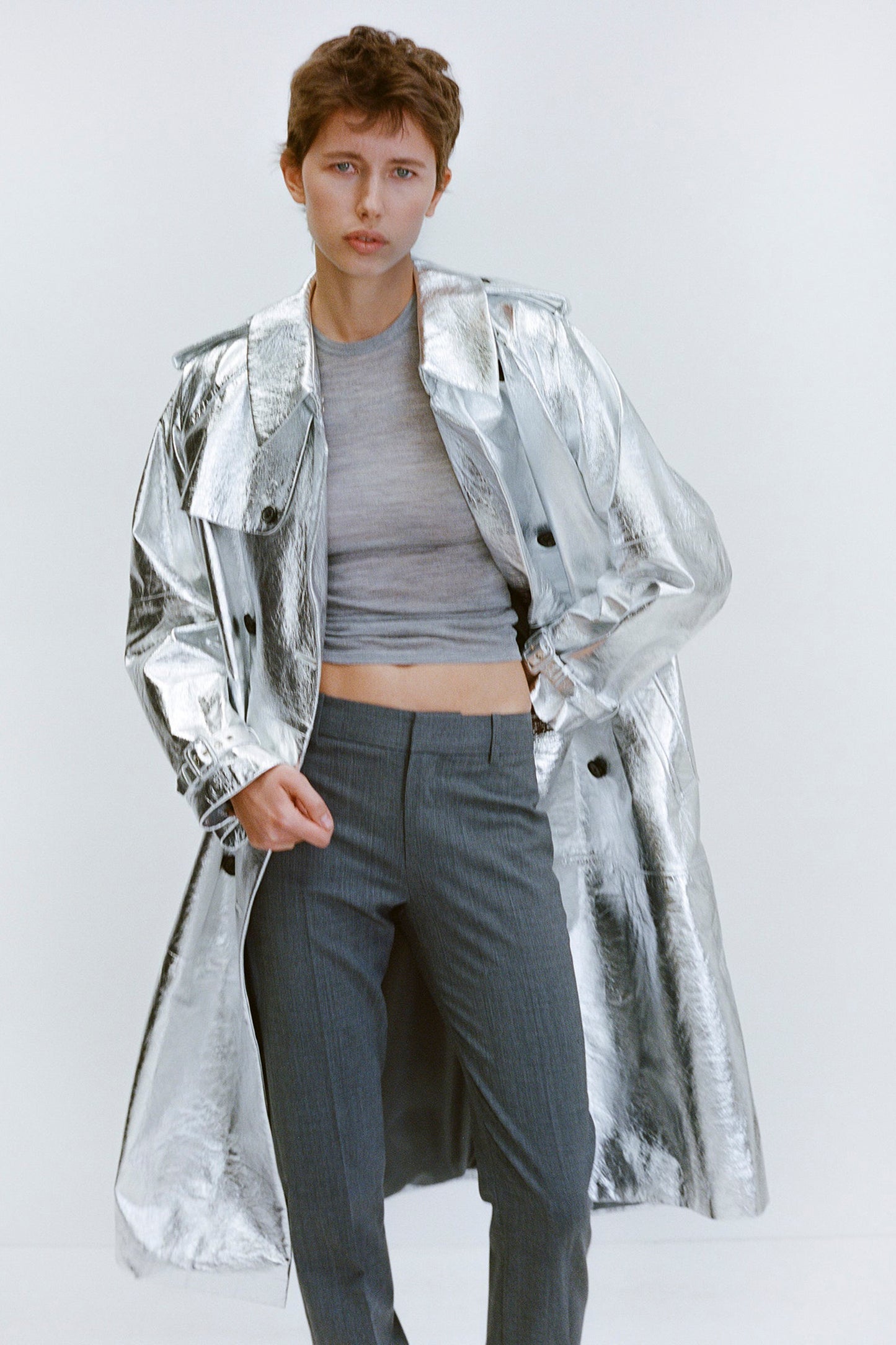 PIERRE LEATHER TRENCH