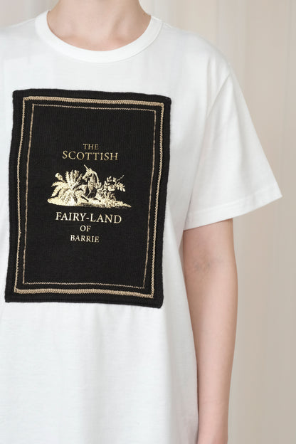 LADIES BOOK COVER PATCH ON T-SHIRT
