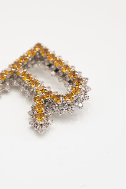 BROOCH IN CRYSTALS AND METAL