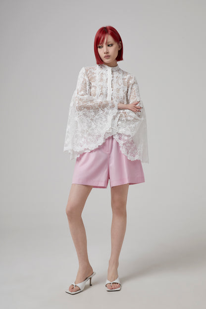 BRACELET SLEEVE GEO FLORAL LACE BLOUSE