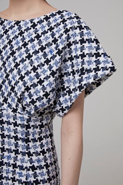 S/S FITTED MIDI DRESS W/ FLARE SKIRT HEM
