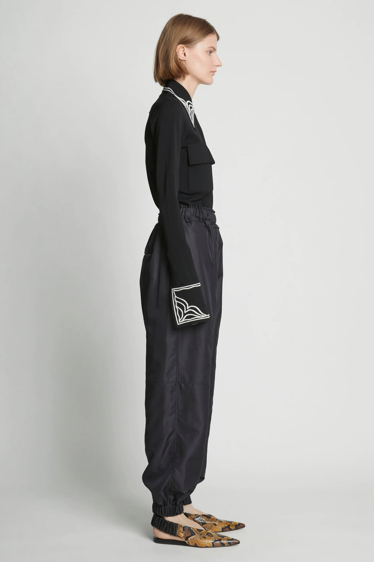 Silk Nylon Taffeta Pull On Pant