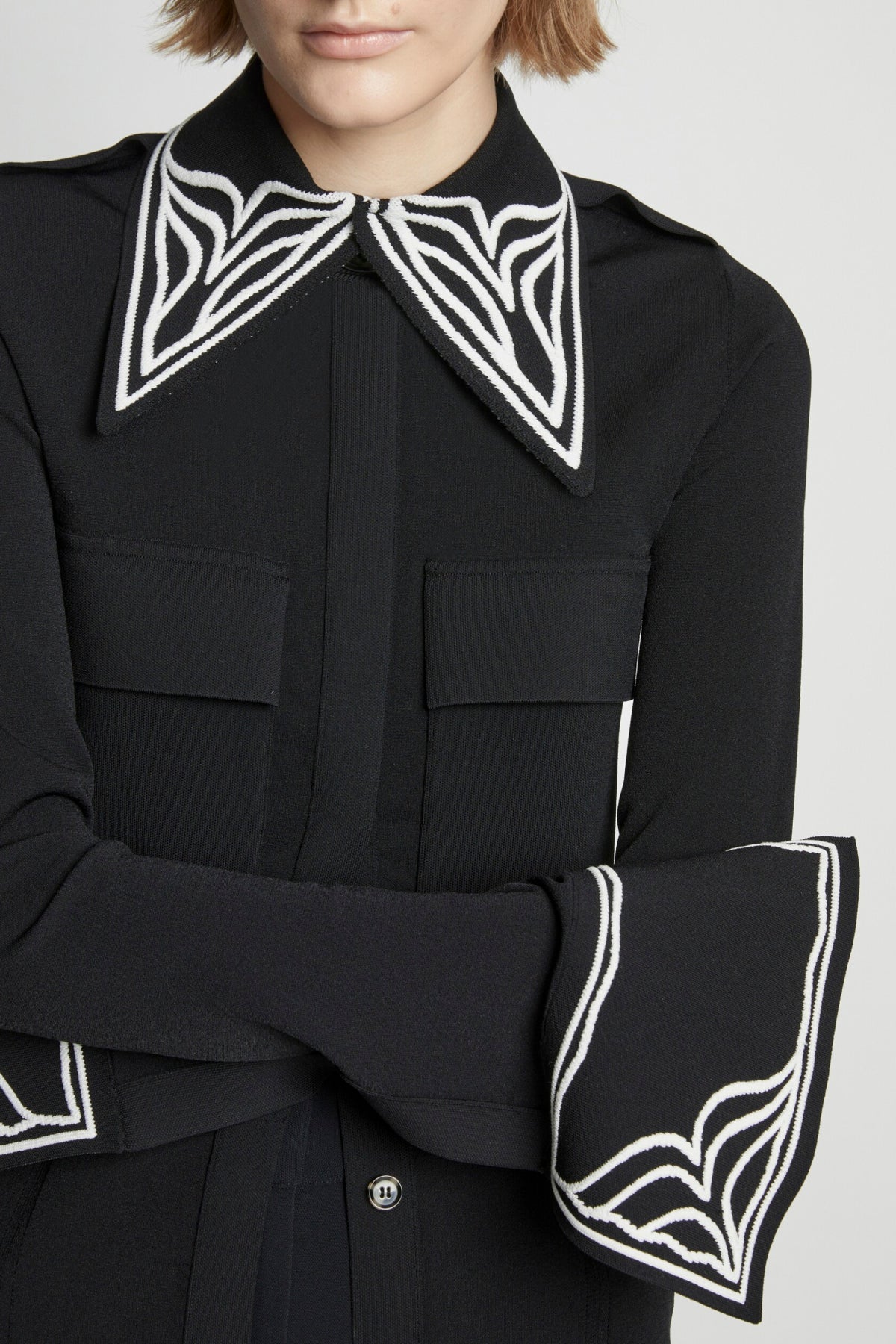 Cloque Jacquard Knit Shirt