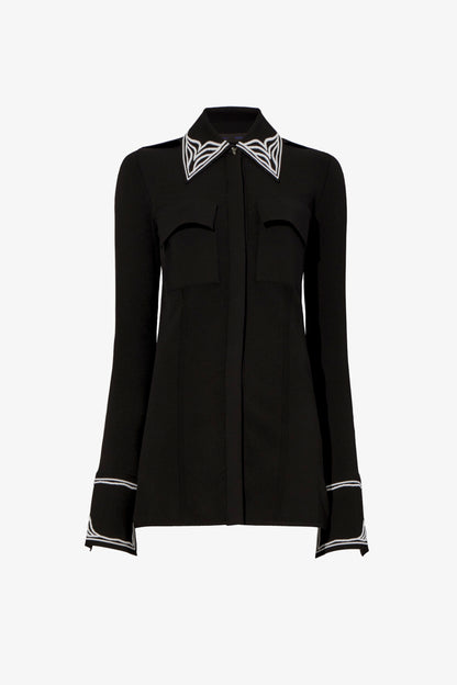 Cloque Jacquard Knit Shirt