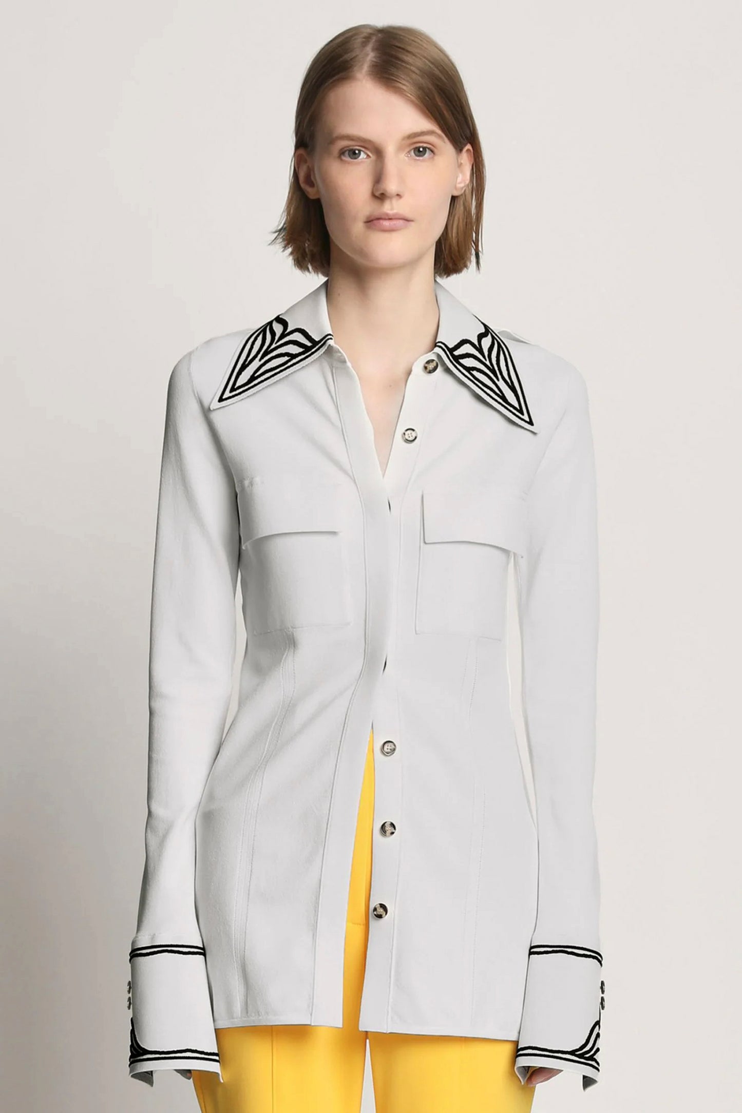 Cloque Jacquard Knit Shirt