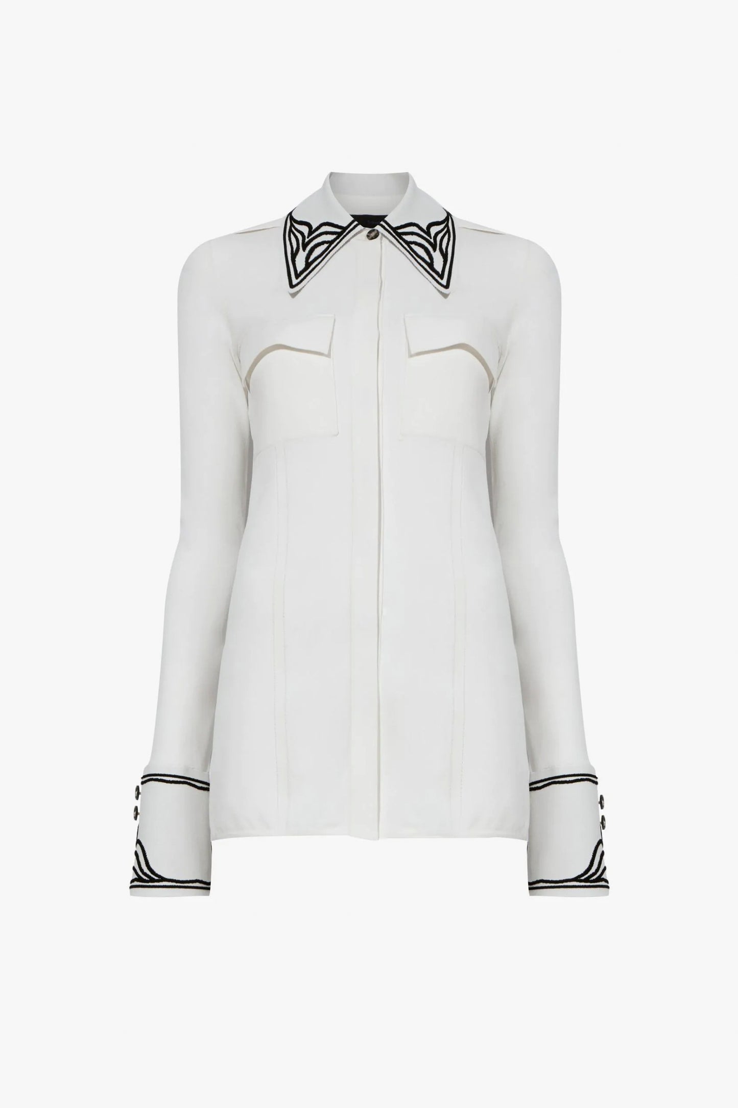 Cloque Jacquard Knit Shirt
