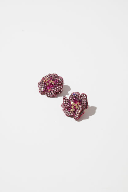 BEJEWELED FABRIC FLOWER EARRINGS