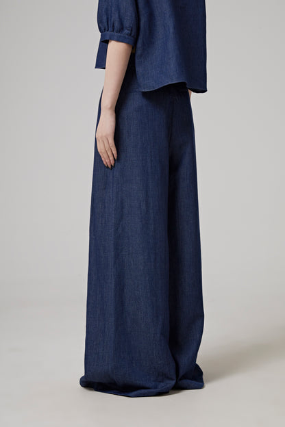 WIDE LEG PANTS, MID WAIST