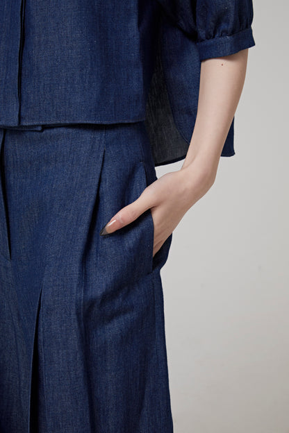 WIDE LEG PANTS, MID WAIST