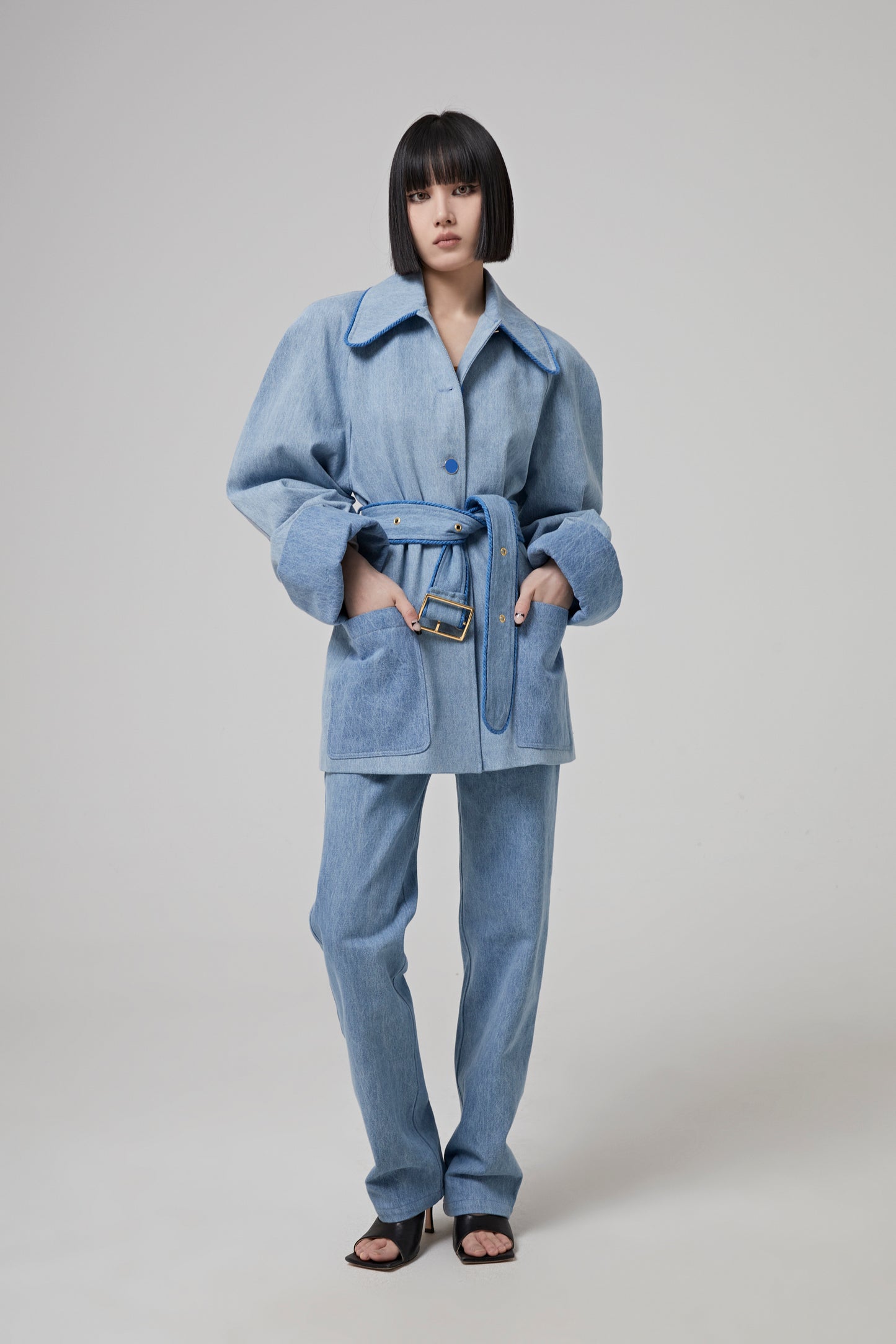Mid-Waist Denim Pants
