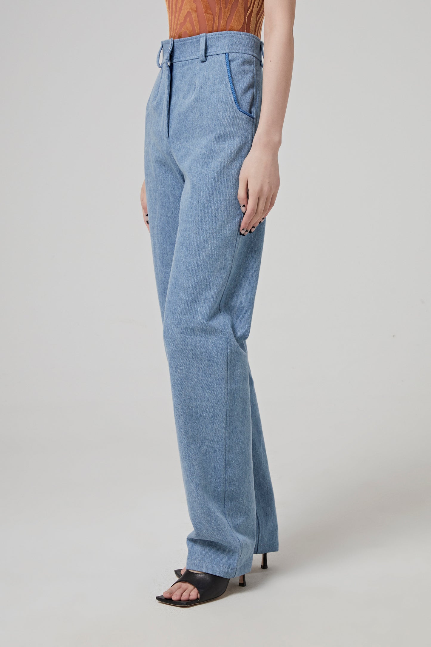Mid-Waist Denim Pants