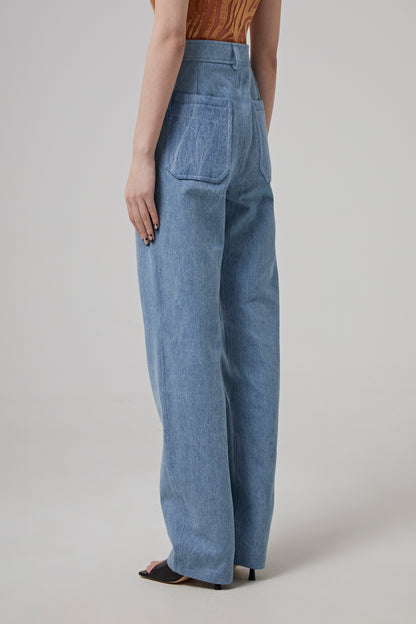 Mid-Waist Denim Pants