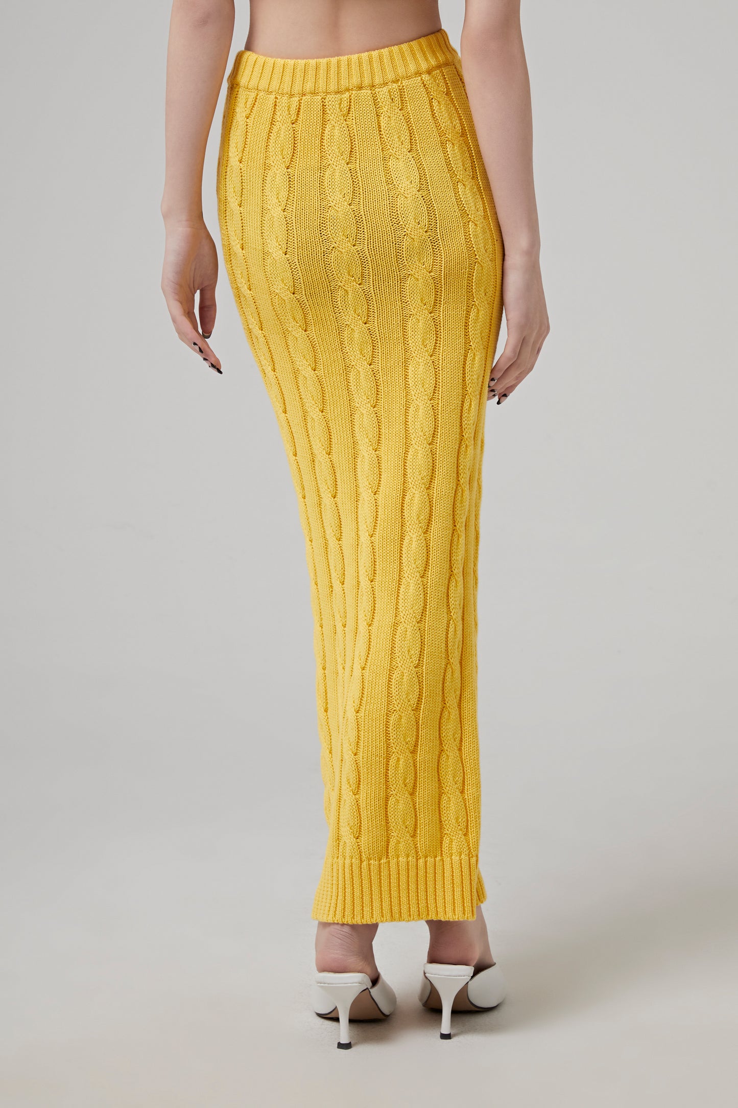 Cable Knit Cotton-Cashmere Blend Long Skirt