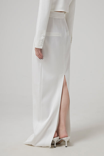 PURE WHITE SLIT LONG SKIRT