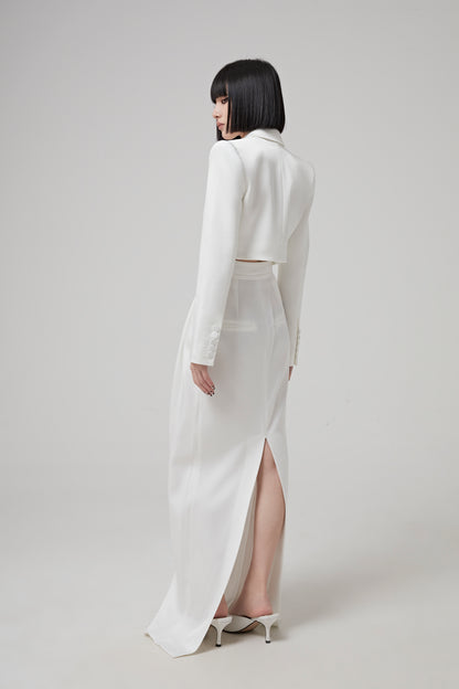 PURE WHITE SLIT LONG SKIRT