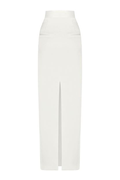 PURE WHITE SLIT LONG SKIRT