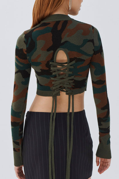 CAMO CROPPED SWEATER