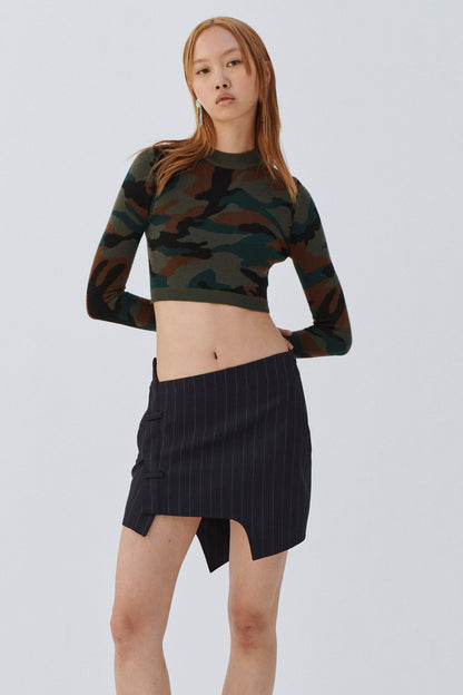 CAMO CROPPED SWEATER
