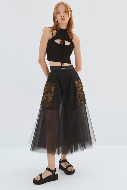 TULLE CIRCLE SKIRT WITH CARGO POCKETS