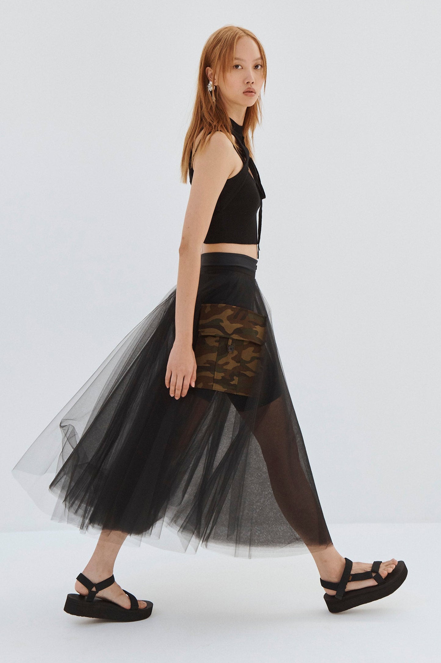 TULLE CIRCLE SKIRT WITH CARGO POCKETS
