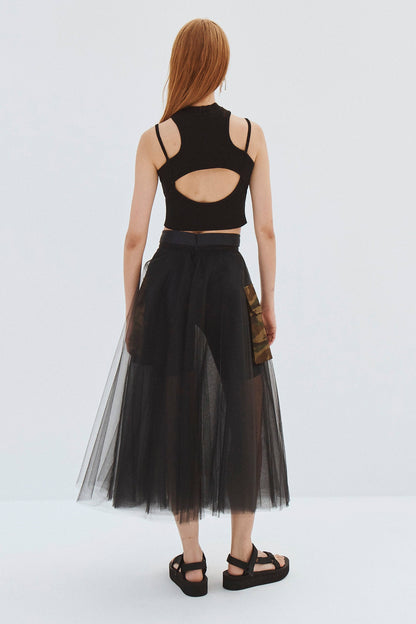 TULLE CIRCLE SKIRT WITH CARGO POCKETS