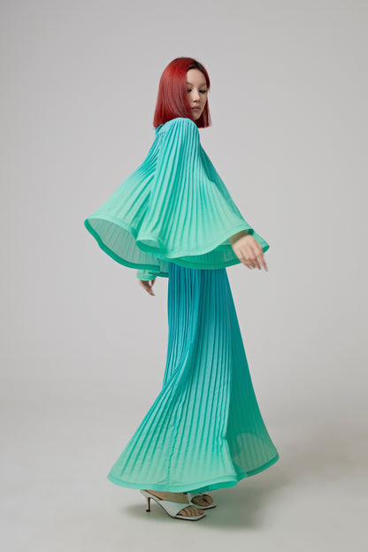 PLEATED RECYCLED PRINTED GEORGETTE BLOUSE