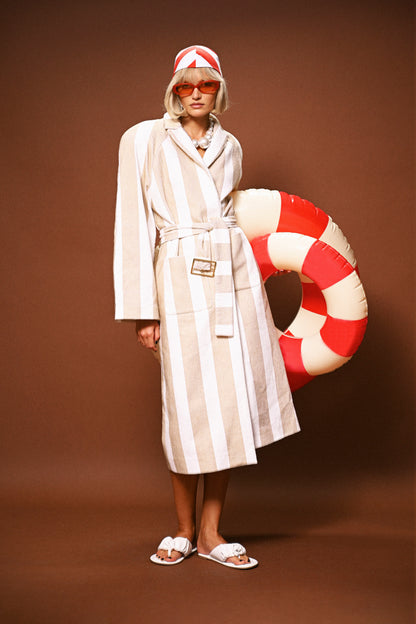 PRINTED TERRY CLOTH RAGLAN COAT