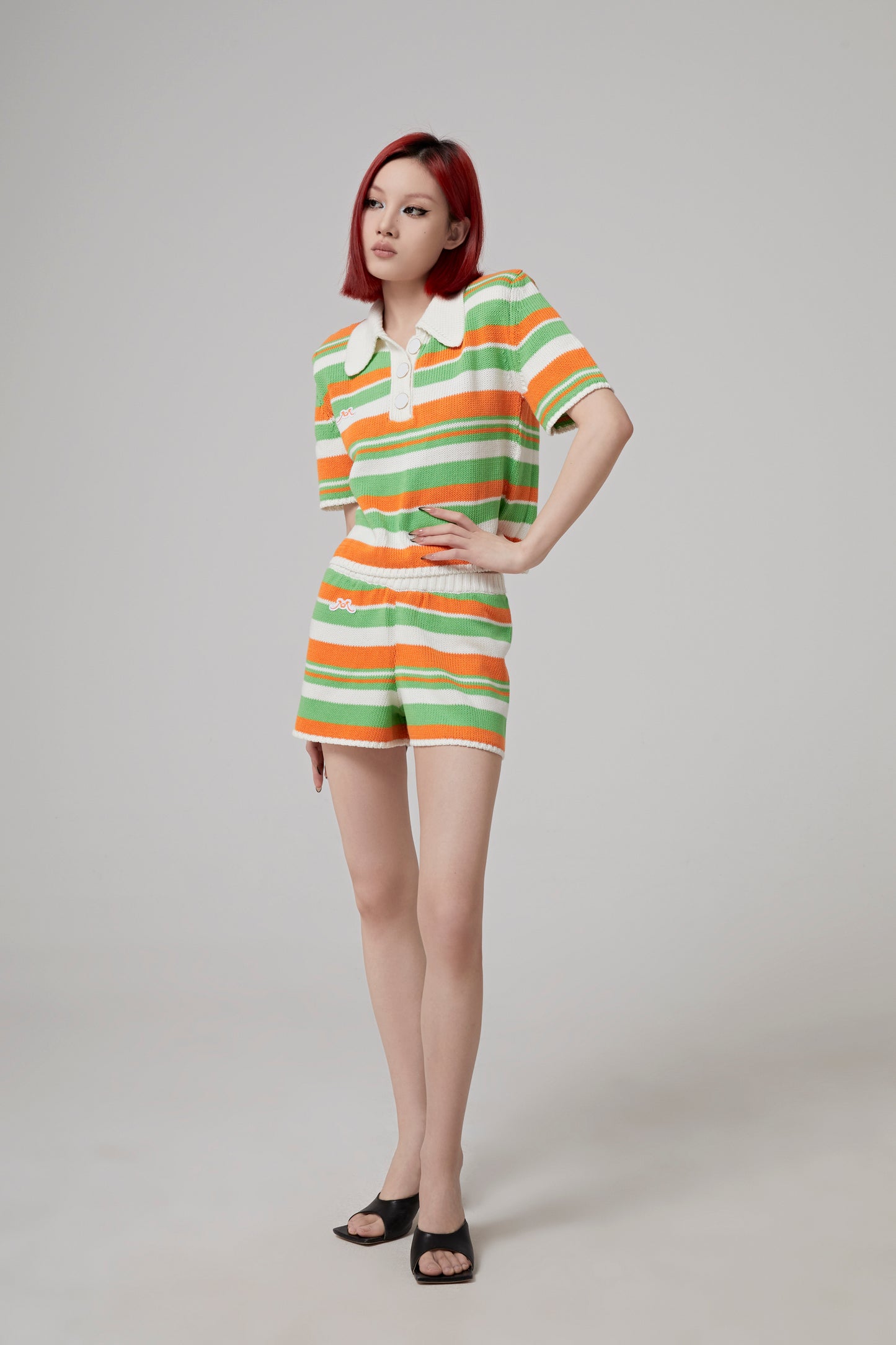 STRIPED COTTON KNITTED SHORT