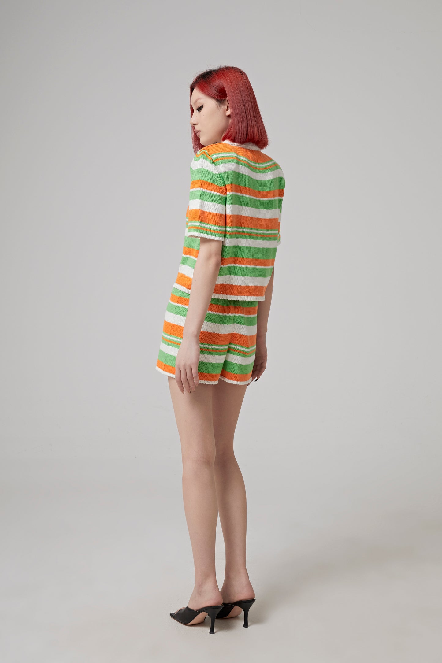 STRIPED COTTON KNITTED SHORT
