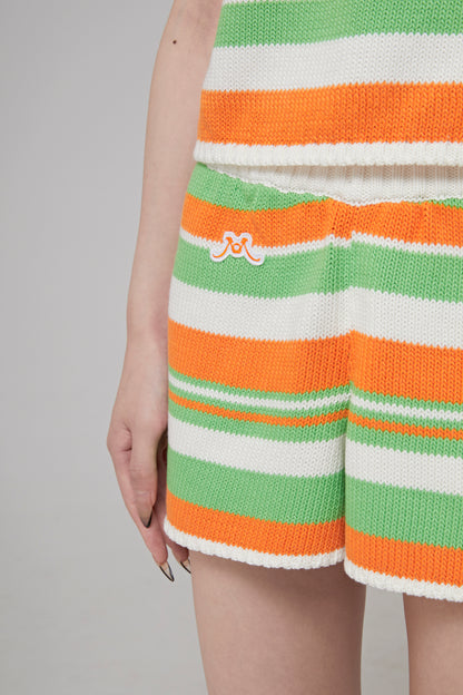 STRIPED COTTON KNITTED SHORT