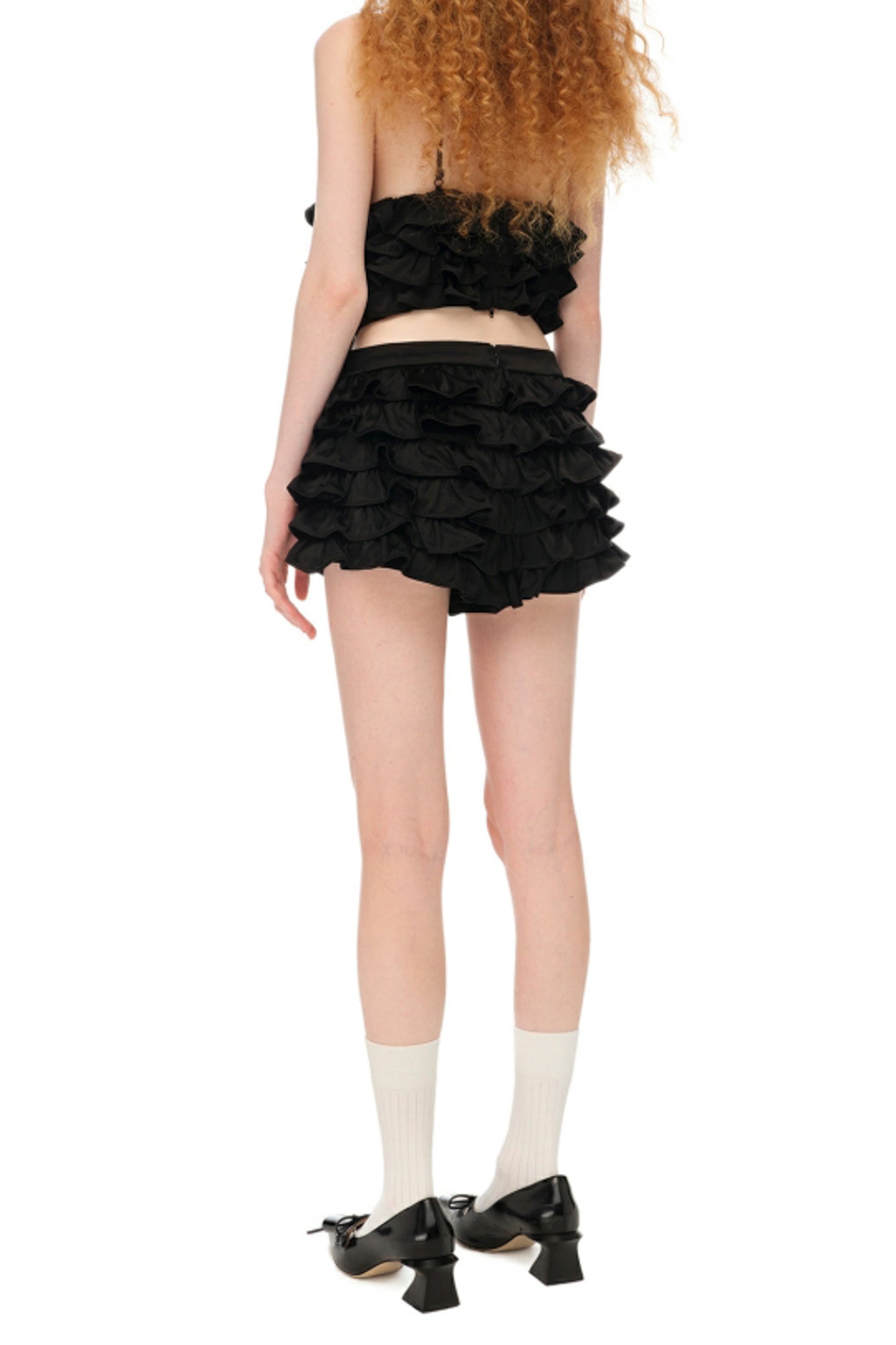 LAYERED RUFFLE LOW WAIST SKIRT
