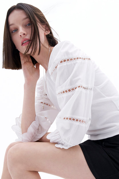 puff sleeve rib top