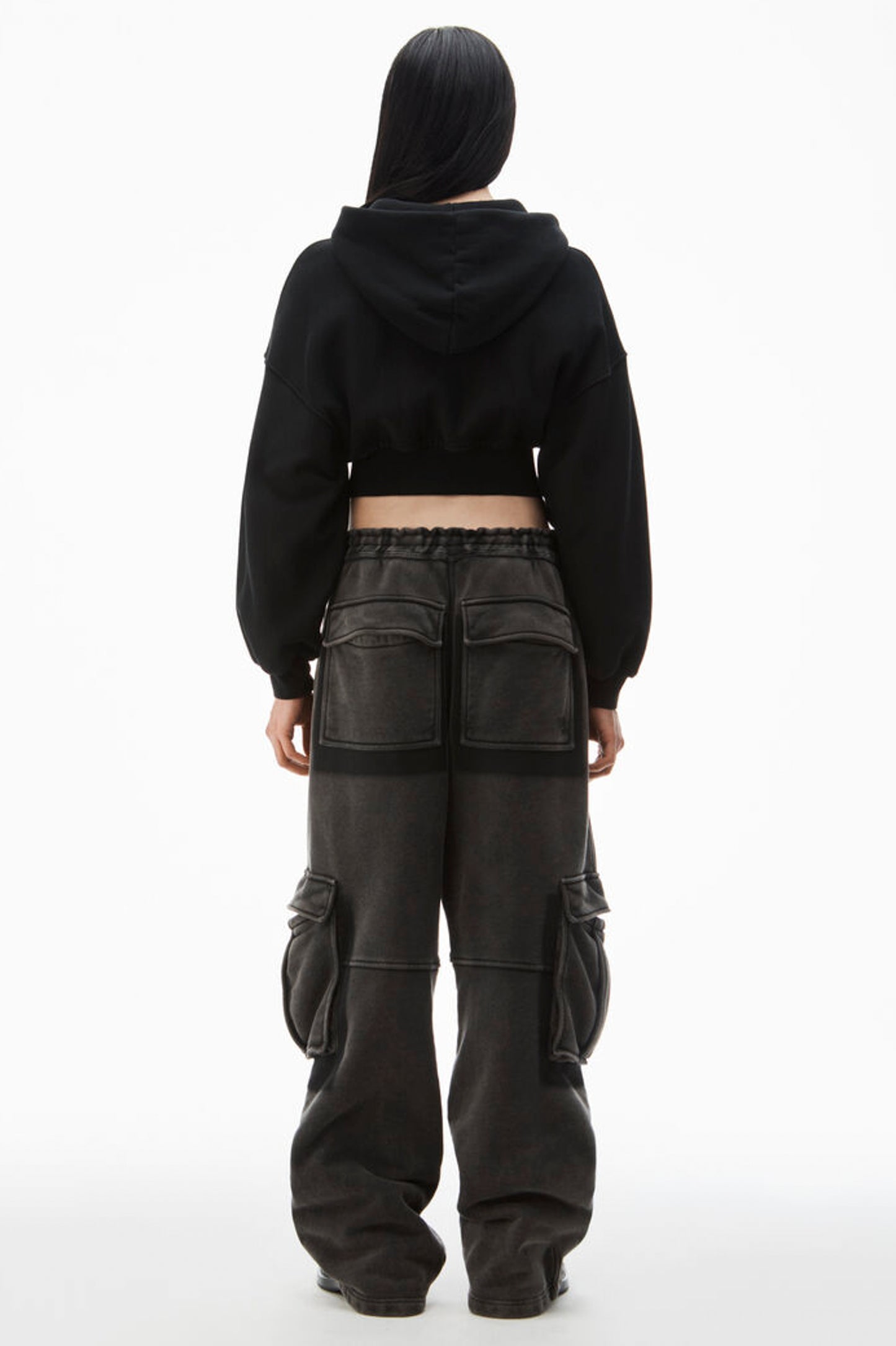 CROPPED ZIP UP HOODIE WITH BRANDED SEAM LABEL